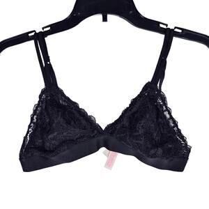 Victoria's Secret PINK Black Lace Triangle Bralette Womens size Large